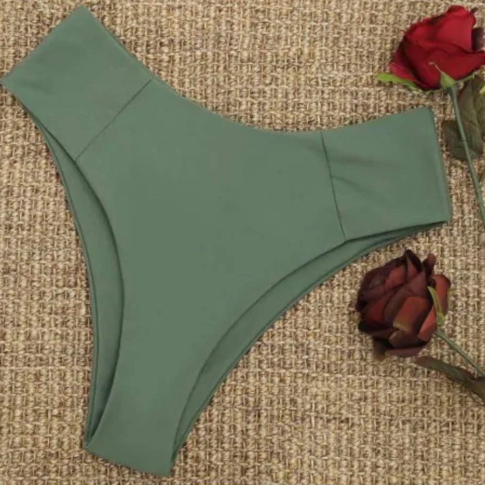 High Rise Olive Green Bikini Bottoms